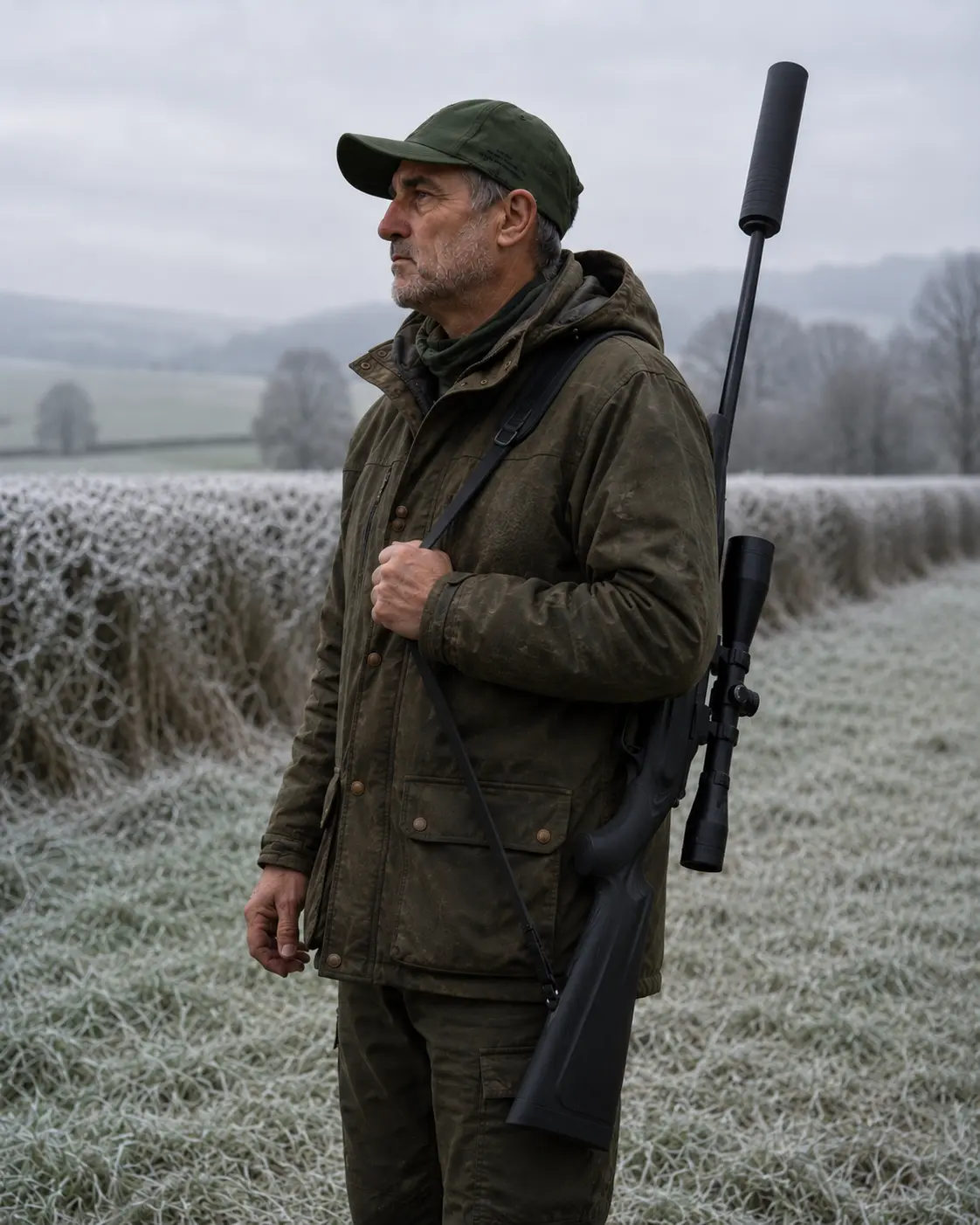 An experienced deer manager in the field during winter